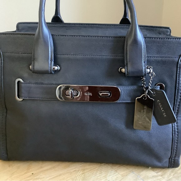 Coach 37732 Soft Grain Coach Soft Swagger Dk Navy - Picture 2 of 14